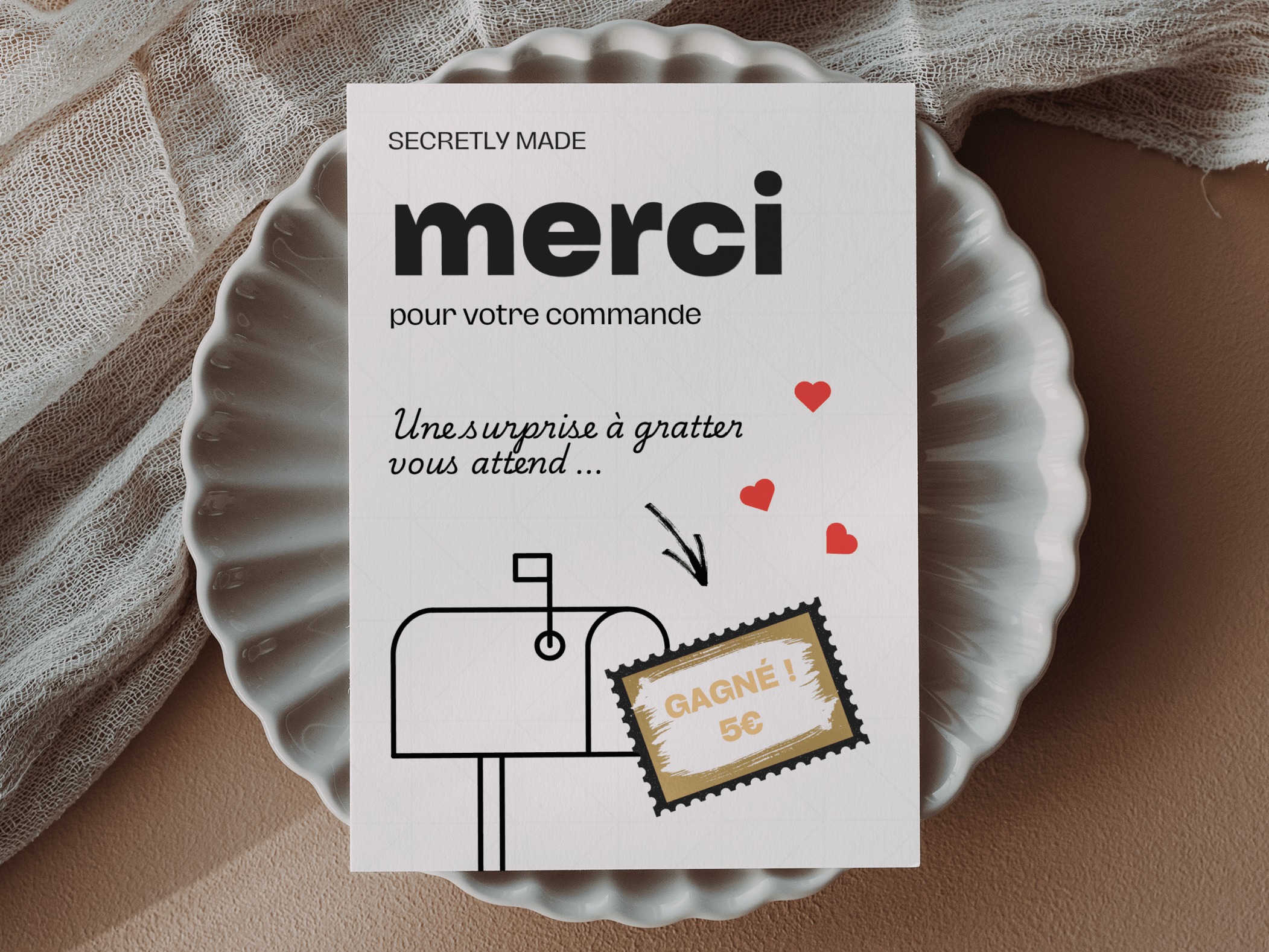 Cartes à gratter pour colis client